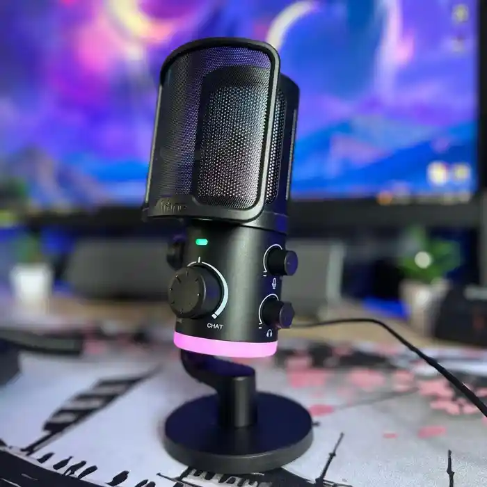 FIFINE AmpliGame AM6 Condenser Mic with Game/MIX RGB Microphone